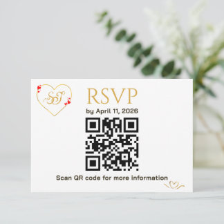 Cartão de Resposta de Casamento com Código QR Cora