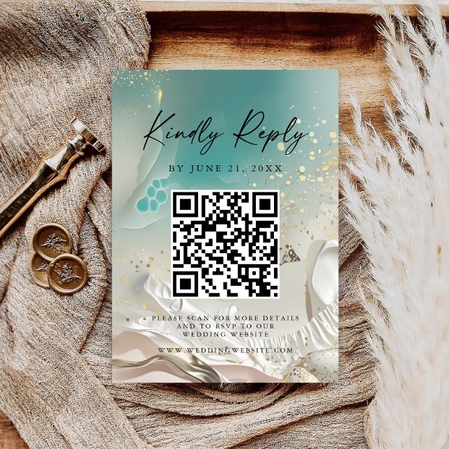 Cartão de Resposta de Casamento com Código QR da M (Criador carregado)