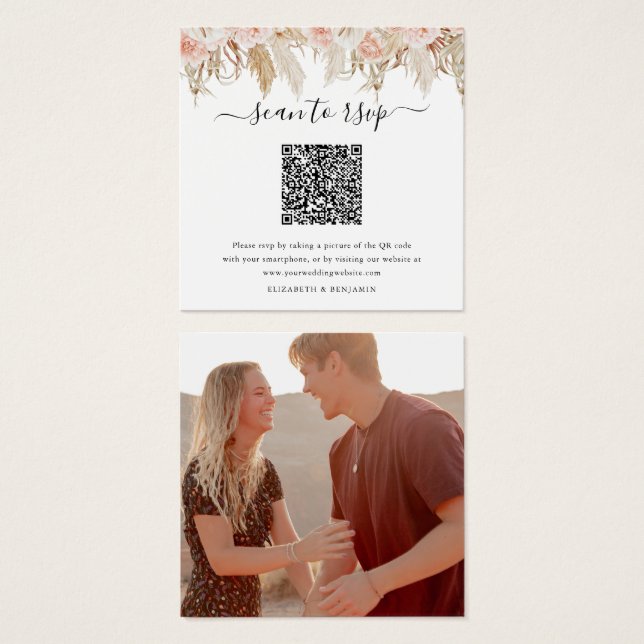 Cartão de Resposta de Casamento com Código QR de G (Frente & Verso)