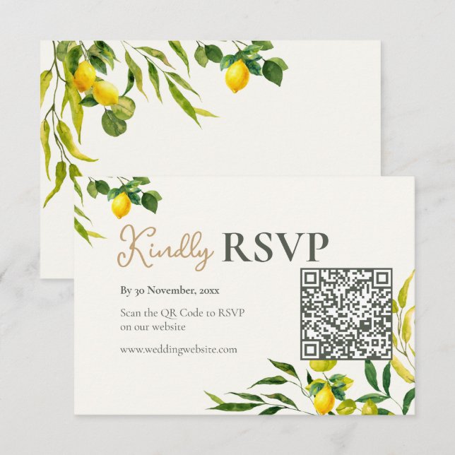 Cartão de Resposta de Casamento com Código QR de L (Frente/Verso)
