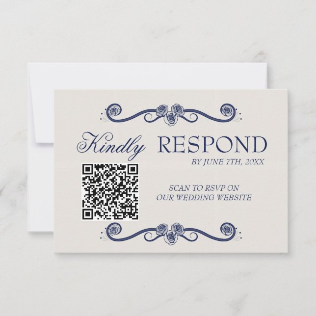 Cartão de Resposta de Casamento com Código QR | Di (Frente)