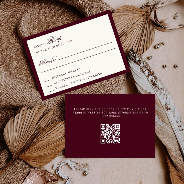 Cartão de Resposta de Casamento com Código QR em M (Criador carregado)