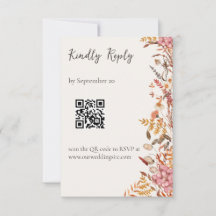 Cartão de Resposta de Casamento com Código QR Flor