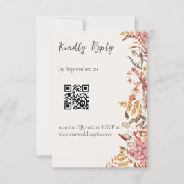 Cartão de Resposta de Casamento com Código QR Flor