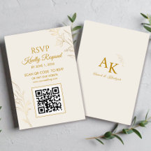 Cartão de Resposta de Casamento com Código QR Flor
