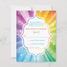 Cartão de Resposta de Casamento com Cores de Arco-