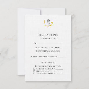 Cartão de Resposta de Casamento com Crista de Cava