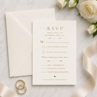 Cartão de Resposta de Casamento com Estilo Minimal