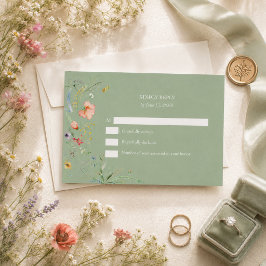Cartão de Resposta de Casamento com Flor Silvestre