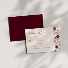 Cartão de Resposta de Casamento com Flor Silvestre