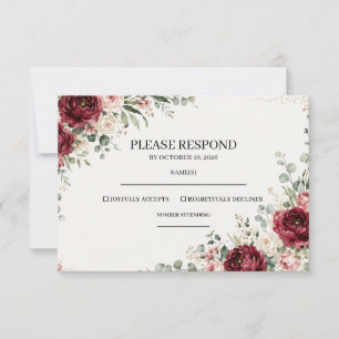 Cartão de Resposta de Casamento com Flora e Folhag