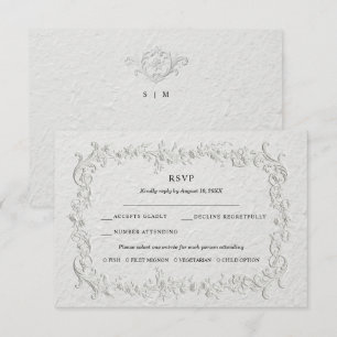 Cartão de Resposta de Casamento com Floral Relevo