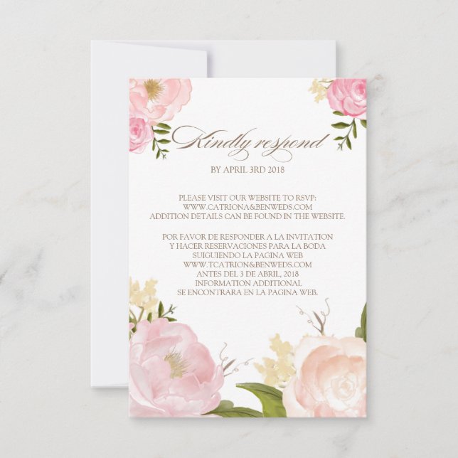 Cartão de Resposta de Casamento com Flores em Aqua (Frente)