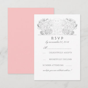 Cartão de Resposta de Casamento com Flores Pratead