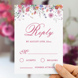 Cartão de Resposta de Casamento com Flores Silvest
