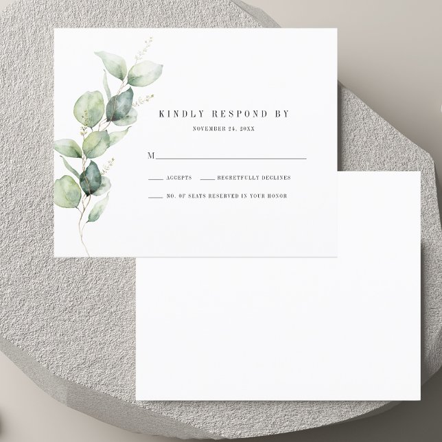 Cartão de Resposta de Casamento com Folhagem de Eu (Watercolor Eucalyptus Foliage Wedding RSVP Card)