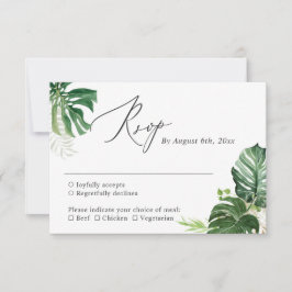 Cartão de Resposta de Casamento com Folhas de Palm