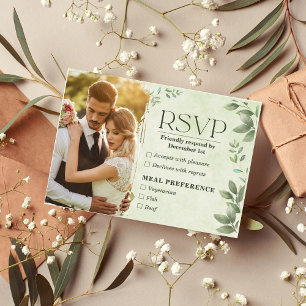 Cartão de Resposta de Casamento com Foto Floral Be