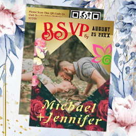 Cartão de Resposta de Casamento com Foto Personali