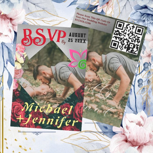 Cartão de Resposta de Casamento com Foto Personali (Criador carregado)