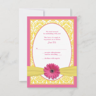 Cartão de Resposta de Casamento com Gerbera Amarel