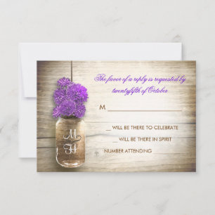 cartão de resposta de casamento com jarro de Mason