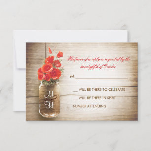 cartão de resposta de casamento com jarro de Mason