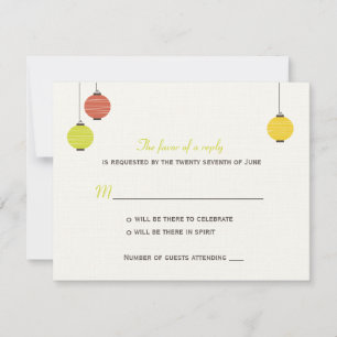 Cartão de Resposta de Casamento com Lanternas Pend