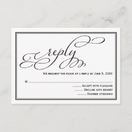 Cartão de Resposta de Casamento com Letra Caligráf
