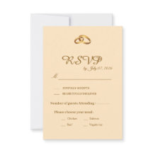 Cartão de Resposta de Casamento com Letra Dourada