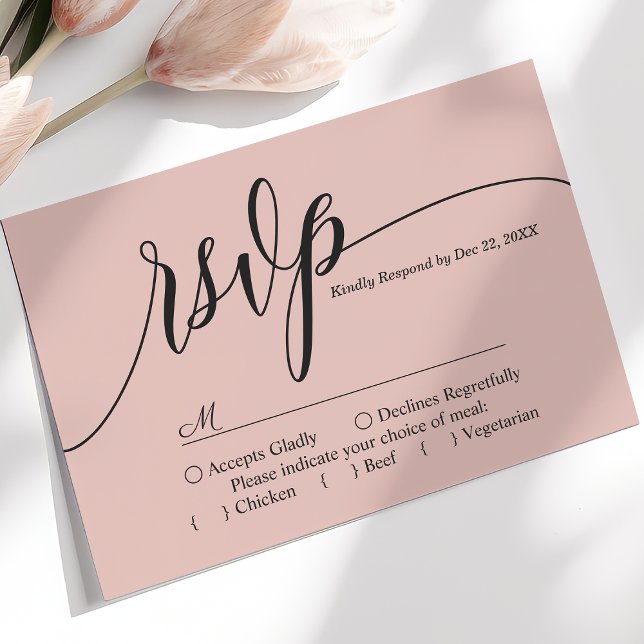 Cartão de Resposta de Casamento com Letra Simples  (Criador carregado)