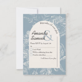 Cartão de Resposta de Casamento com Linha Desenhad