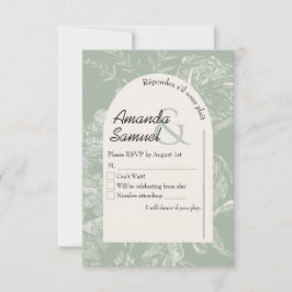 Cartão de Resposta de Casamento com Linha Desenhad