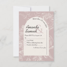 Cartão de Resposta de Casamento com Linha Desenhad