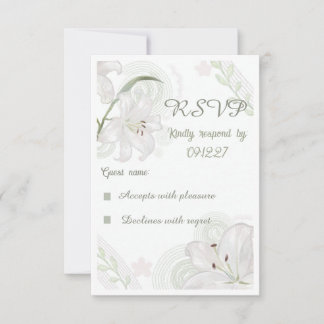 Cartão de resposta de casamento com lírio branco d