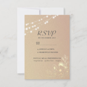 Cartão de Resposta de Casamento com Luzes de Corda