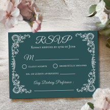 Cartão de Resposta de Casamento com Monograma Flor
