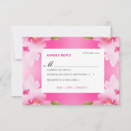 Cartão de Resposta de Casamento com Pétalas Rosas