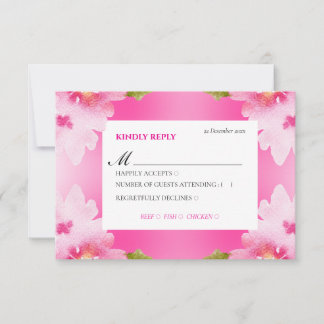 Cartão de Resposta de Casamento com Pétalas Rosas