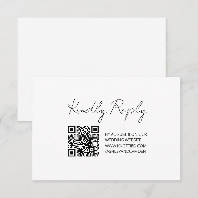 Cartão de Resposta de Casamento com QR Code Modern (Frente/Verso)