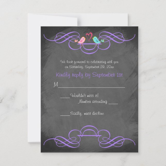 Cartão de Resposta de Casamento com Quadro-Negro d (Frente)