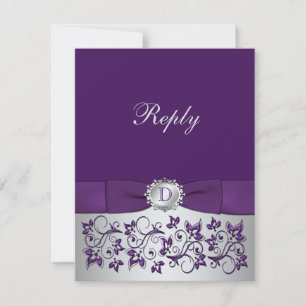 Cartão de Resposta de Casamento com Rolo Floral Ro