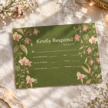 Cartão de Resposta de Casamento com Videira de Flo