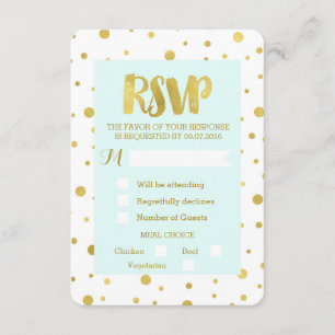 Cartão de Resposta de Casamento Confete Dourado Az