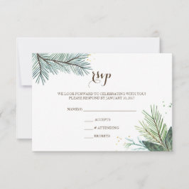 Cartão de Resposta de Casamento Coroa de Inverno