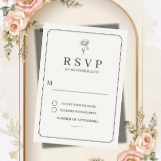 Cartão de Resposta de Casamento Creme Elegante