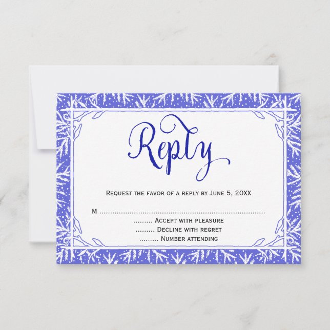 Cartão de Resposta de Casamento Cristão em Flocos  (Frente)