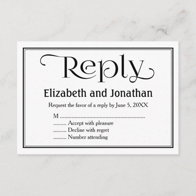 Cartão de Resposta de Casamento Cristão Simples Pr (Frente)