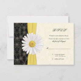 Cartão de Resposta de Casamento Dália Preto Amarel