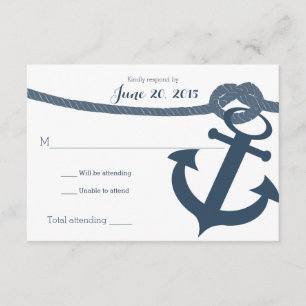 Cartão de Resposta de Casamento de Âncora Náutica